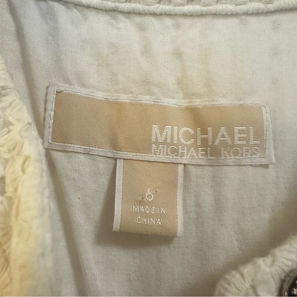 MICHAEL Michael Kors White Eyelet Sleeveless Button Down Shirt Dress 6 - Picture 4 of 6